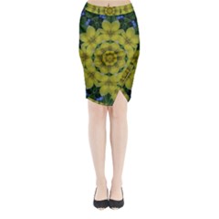 Fantasy Plumeria Decorative Real And Mandala Midi Wrap Pencil Skirt by pepitasart