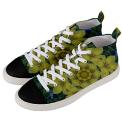 Fantasy Plumeria Decorative Real And Mandala Men s Mid-top Canvas Sneakers by pepitasart