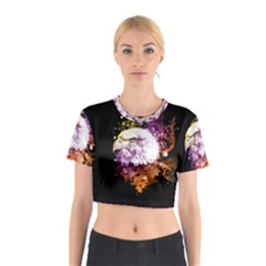 Awesome Eagle With Flowers Cotton Crop Top by FantasyWorld7