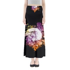 Awesome Eagle With Flowers Full Length Maxi Skirt by FantasyWorld7