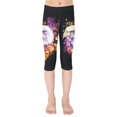 Awesome Eagle With Flowers Kids  Capri Leggings  by FantasyWorld7