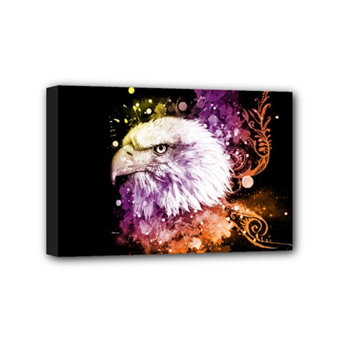 Awesome Eagle With Flowers Mini Canvas 6  X 4  by FantasyWorld7