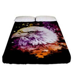 Awesome Eagle With Flowers Fitted Sheet (king Size) by FantasyWorld7