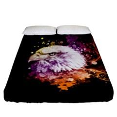 Awesome Eagle With Flowers Fitted Sheet (california King Size) by FantasyWorld7