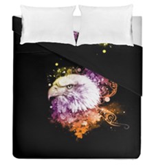 Awesome Eagle With Flowers Duvet Cover Double Side (queen Size) by FantasyWorld7