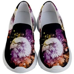 Awesome Eagle With Flowers Kid s Lightweight Slip Ons by FantasyWorld7