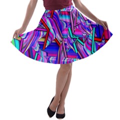 Stars Beveled 3d Abstract Stripes A-line Skater Skirt by Nexatart