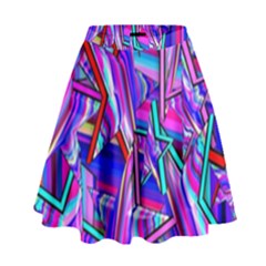 Stars Beveled 3d Abstract Stripes High Waist Skirt by Nexatart