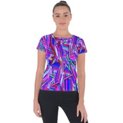 Stars Beveled 3d Abstract Stripes Short Sleeve Sports Top  by Nexatart