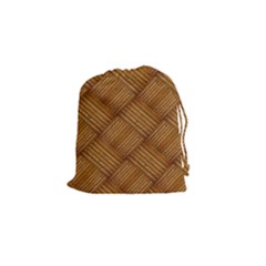 Wood Texture Background Oak Drawstring Pouches (small)  by Nexatart