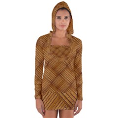 Wood Texture Background Oak Long Sleeve Hooded T-shirt by Nexatart