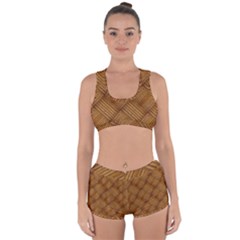 Wood Texture Background Oak Racerback Boyleg Bikini Set