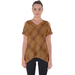 Wood Texture Background Oak Cut Out Side Drop Tee by Nexatart