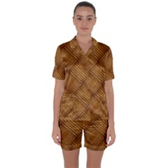 Wood Texture Background Oak Satin Short Sleeve Pyjamas Set by Nexatart