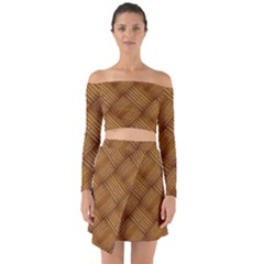 Wood Texture Background Oak Off Shoulder Top With Skirt Set by Nexatart