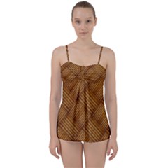 Wood Texture Background Oak Babydoll Tankini Set by Nexatart