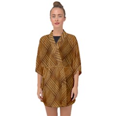 Wood Texture Background Oak Half Sleeve Chiffon Kimono