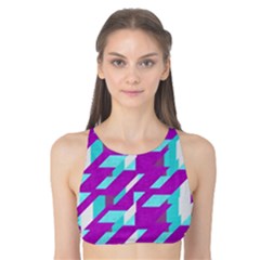 Fabric Textile Texture Purple Aqua Tank Bikini Top by Nexatart