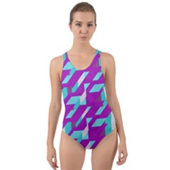 Fabric Textile Texture Purple Aqua Cut-out Back One Piece Swimsuit by Nexatart