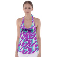 Fabric Textile Texture Purple Aqua Babydoll Tankini Top by Nexatart