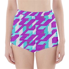 Fabric Textile Texture Purple Aqua High-waisted Bikini Bottoms by Nexatart