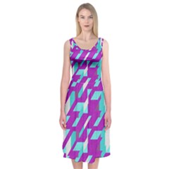 Fabric Textile Texture Purple Aqua Midi Sleeveless Dress by Nexatart