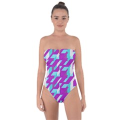 Fabric Textile Texture Purple Aqua Tie Back One Piece Swimsuit by Nexatart