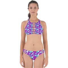 Fabric Textile Texture Purple Aqua Perfectly Cut Out Bikini Set