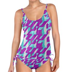 Fabric Textile Texture Purple Aqua Tankini Set by Nexatart