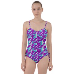 Fabric Textile Texture Purple Aqua Sweetheart Tankini Set by Nexatart