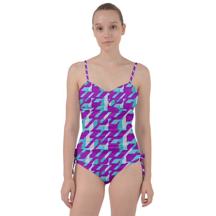 Fabric Textile Texture Purple Aqua Sweetheart Tankini Set