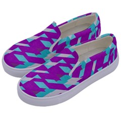 Fabric Textile Texture Purple Aqua Kids  Canvas Slip Ons by Nexatart