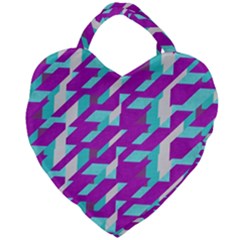 Fabric Textile Texture Purple Aqua Giant Heart Shaped Tote