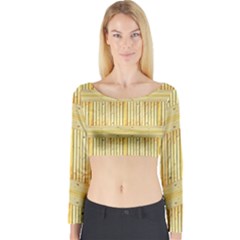 Wood Texture Grain Light Oak Long Sleeve Crop Top by Nexatart