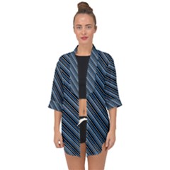 Diagonal Stripes Pinstripes Open Front Chiffon Kimono