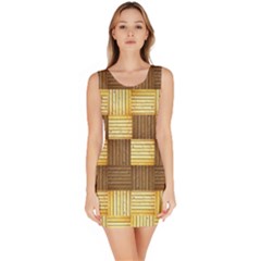 Wood Texture Grain Weave Dark Bodycon Dress by Nexatart