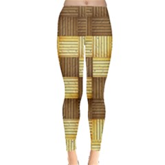 Wood Texture Grain Weave Dark Leggings  by Nexatart