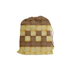 Wood Texture Grain Weave Dark Drawstring Pouches (medium)  by Nexatart