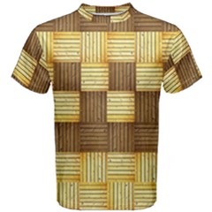 Wood Texture Grain Weave Dark Men s Cotton Tee by Nexatart