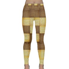 Wood Texture Grain Weave Dark Classic Yoga Leggings by Nexatart