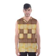 Wood Texture Grain Weave Dark Men s Basketball Tank Top by Nexatart