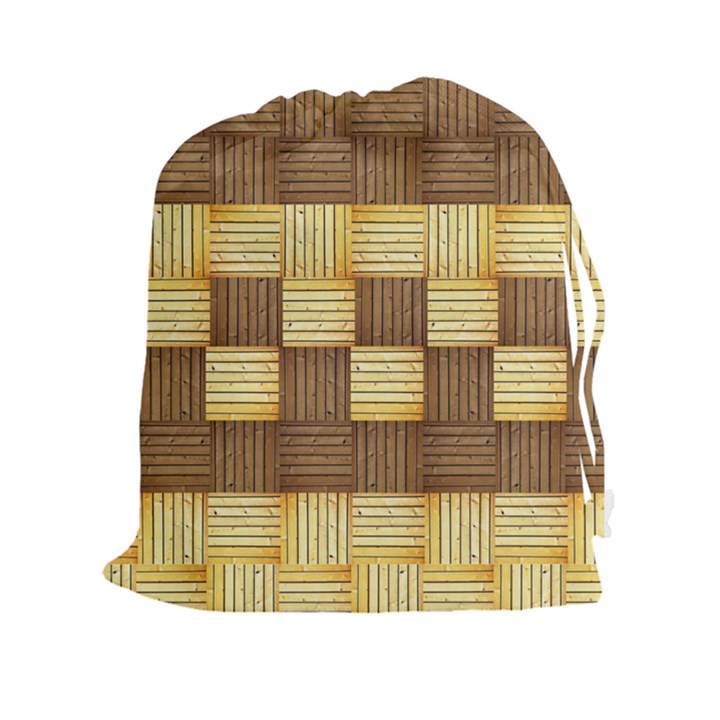 Wood Texture Grain Weave Dark Drawstring Pouches (XXL)