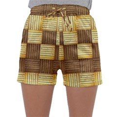 Wood Texture Grain Weave Dark Sleepwear Shorts by Nexatart