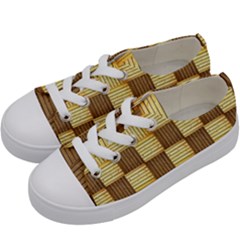 Wood Texture Grain Weave Dark Kids  Low Top Canvas Sneakers