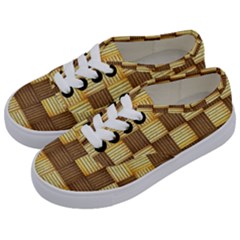 Wood Texture Grain Weave Dark Kids  Classic Low Top Sneakers by Nexatart