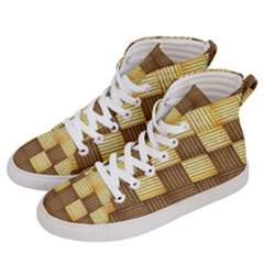 Wood Texture Grain Weave Dark Women s Hi-top Skate Sneakers