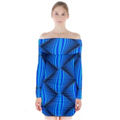 Abstract Waves Motion Psychedelic Long Sleeve Off Shoulder Dress by Nexatart