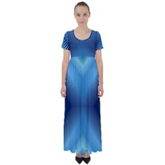 Converging Lines Blue Shades Glow High Waist Short Sleeve Maxi Dress by Nexatart