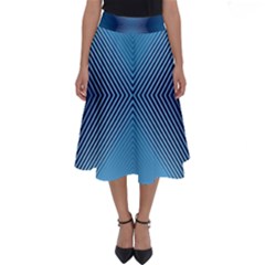 Converging Lines Blue Shades Glow Perfect Length Midi Skirt by Nexatart