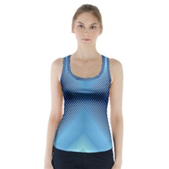 Converging Lines Blue Shades Glow Racer Back Sports Top by Nexatart